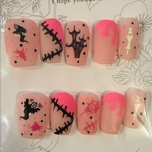 Halloween Themed handmade acrylic Press-On Nails